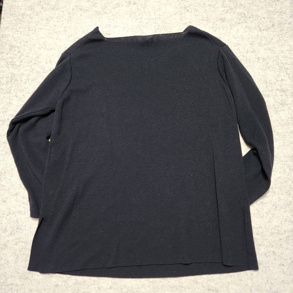 Eileen Fisher Womens Wool Boatneck 3/4 Sleeve Top Black Size L - Picture 4 of 6